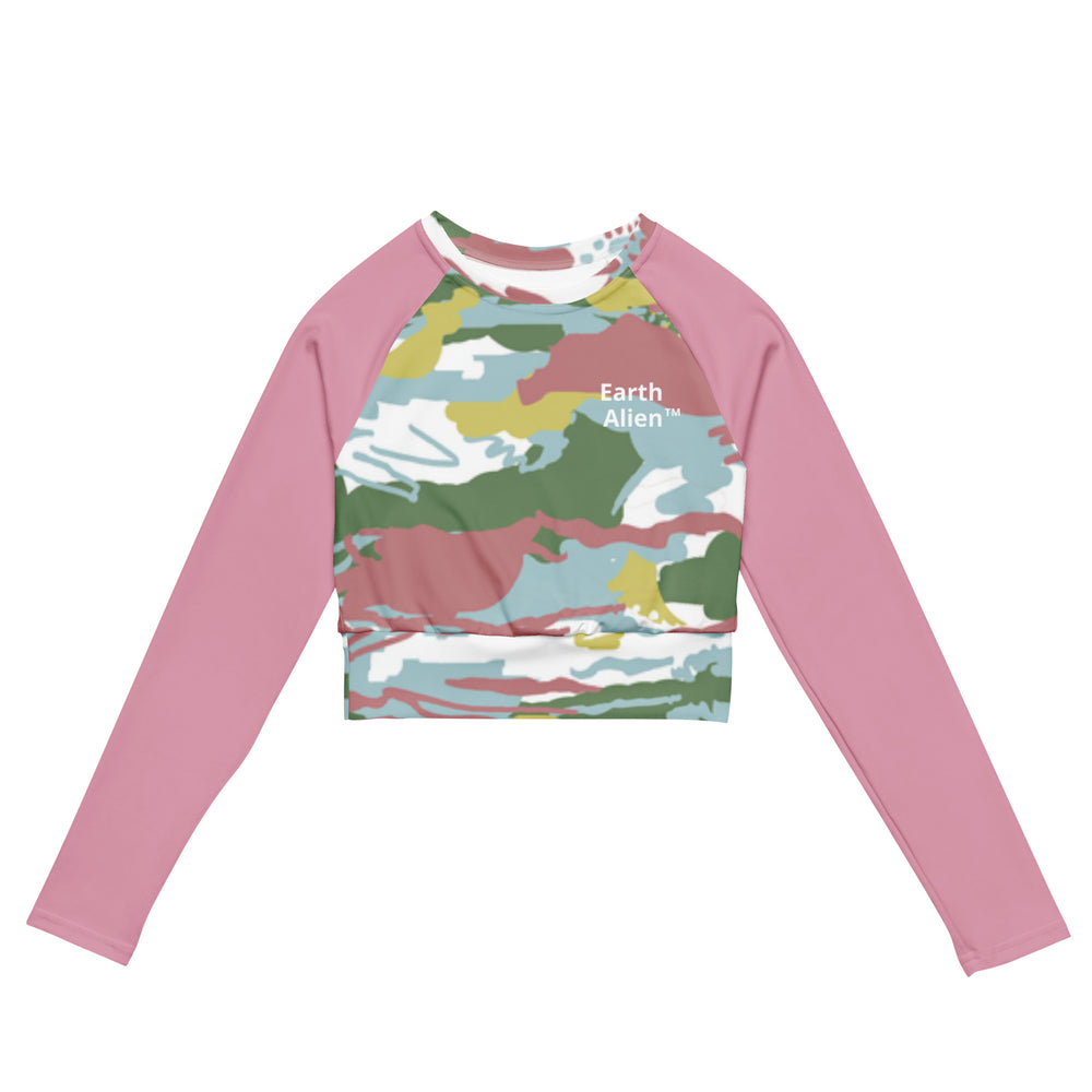 Recycled long-sleeve Alien Sky crop top Pink